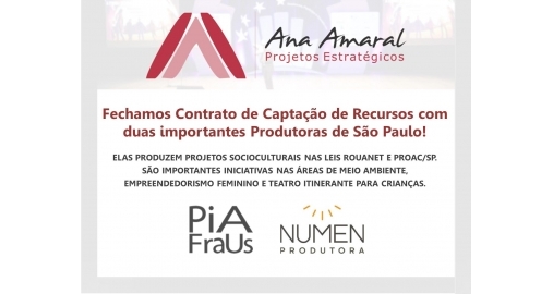 Fechamos Contrato de Captação de Recursos com duas produtoras de São Paulo!